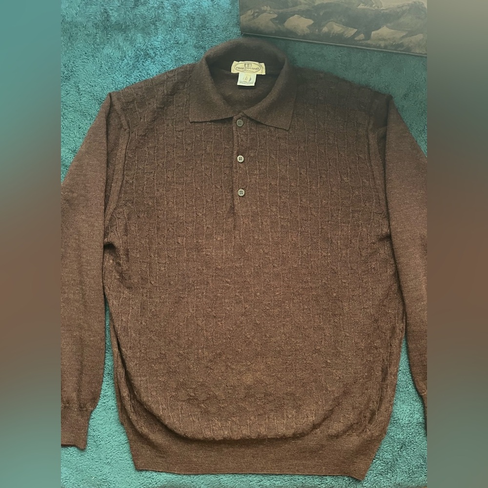 Brown Wool Polo Sweater